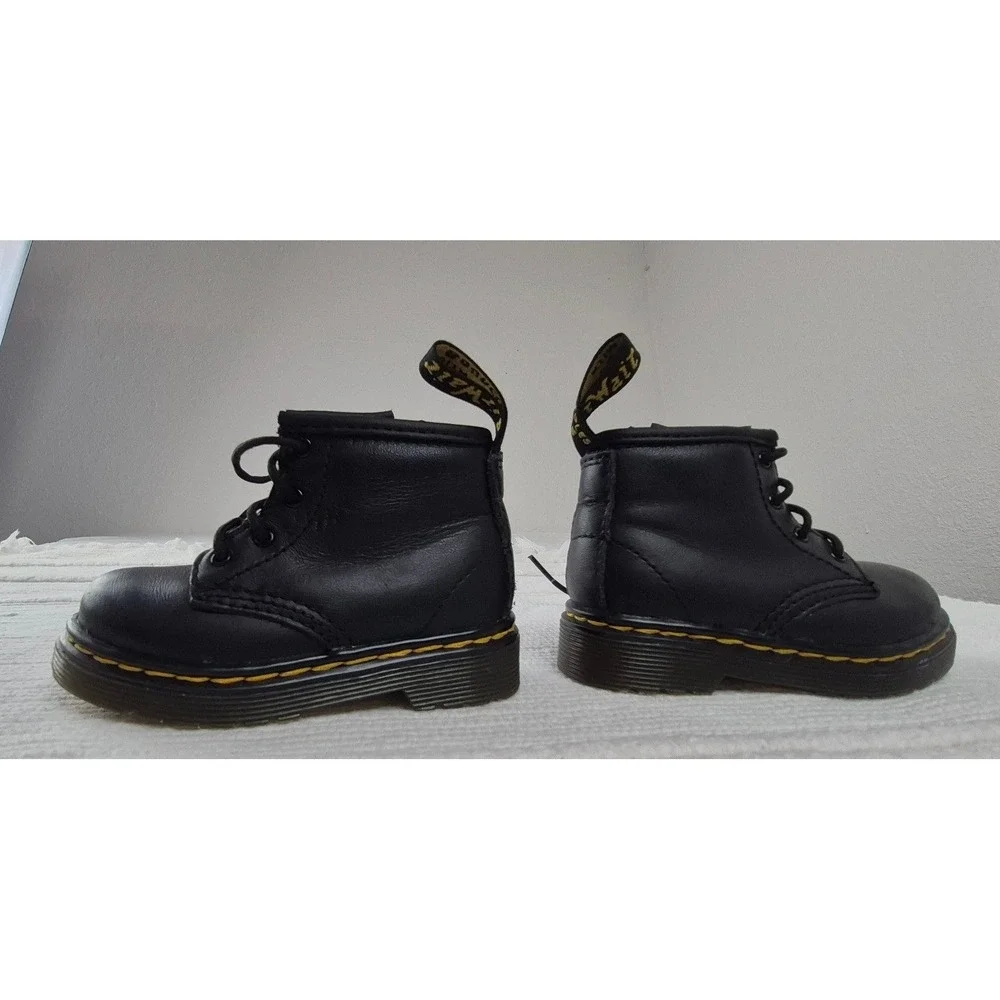 Dr Martens 1460 I Kids Boots Black Leather Lace Up Side Zip Size 5 US 4 UK 20 EU